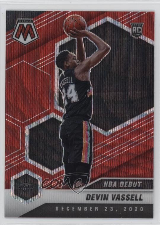 2020-21 Panini Mosaic NBA Debut Red Wave Prizm Devin Vassell #278 Rookie RC 3g6