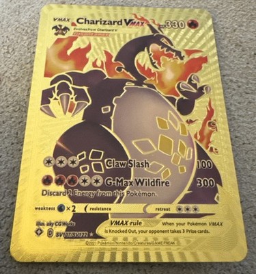 Charizard VMAX SV107/SV122 Shiny Holo Rare Gold Metal Card 330 HP