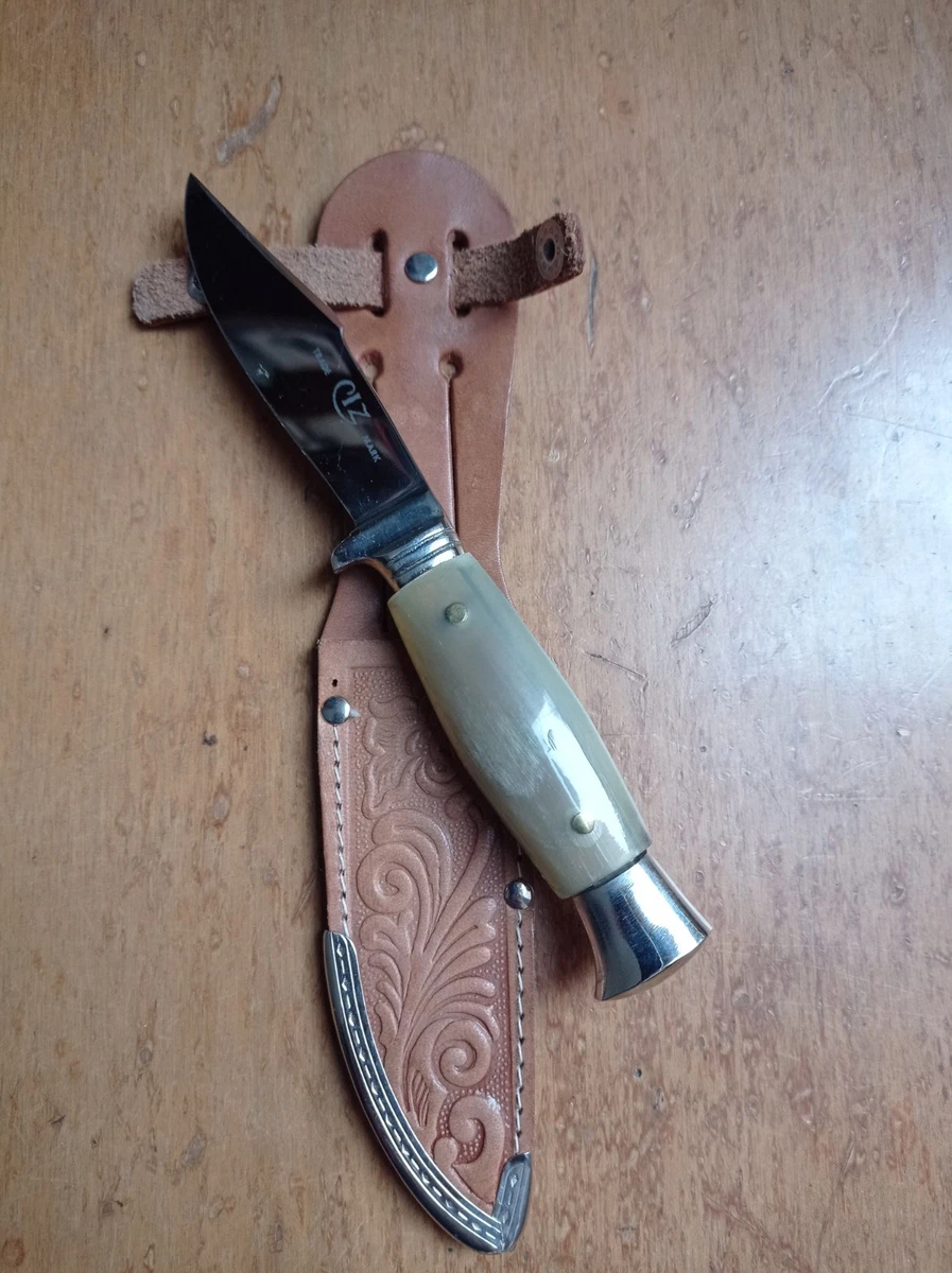 Coltello da caccia in corno di cervo fatto a mano: lama fissa Bushcraft incisa - Italia