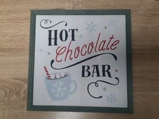   Hot Chocolate Bar  Wood Framed Wall Art Christmas Holiday Sign New FREE SHIP