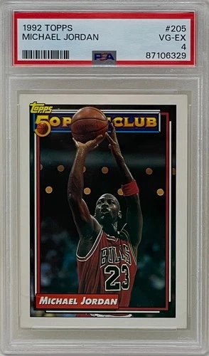 Michael Jordan 1992 Topps Chicago Bulls NBA Basketball Trading Card #205 PSA 4