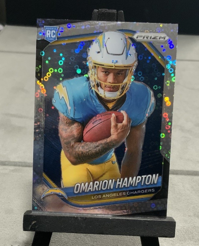 RC Omarion Hampton 2025 Panini Prizm No Huddle Variation Prizm #423 LA Chargers