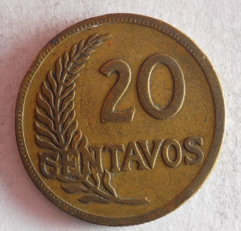 20 centavos perú 1943 - Excelente moneda - Envío gratuito - Cubo Perú #B Foto 2 de 2