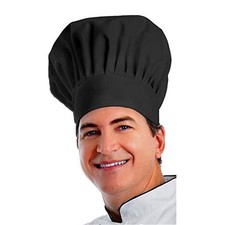 Chef Hat Adult Premium Adjustable Elastic Baker Kitchen Cooking Cap Black