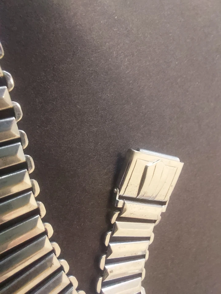 Pulseira de relógio de bambu ZRC BONKLIP STYLE 16mm cromada militar - década de 1940 - Imagem 3 de 4