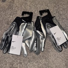 Nike Vapor Jet 7.0 Football Gloves Silver Black Men's Size Medium 2 Pair
