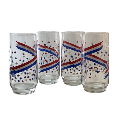 Vintage Libbey Stars and Stripes Glass Tumbler (Set of 4)
