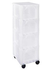 Plastic Storage Box Slimline Storage Tower 4x6 Litre Clear Frame with Drawers