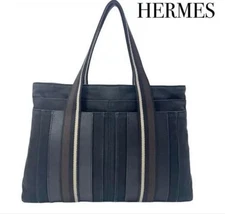 [Import duties included] Hermes Troca Horizontal PM Canvas Tote Bag Brown Stripe