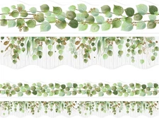 Eucalyptus Die-Cut Border Trim 36Ft per Roll Two Sided Printed Leaves Border Far