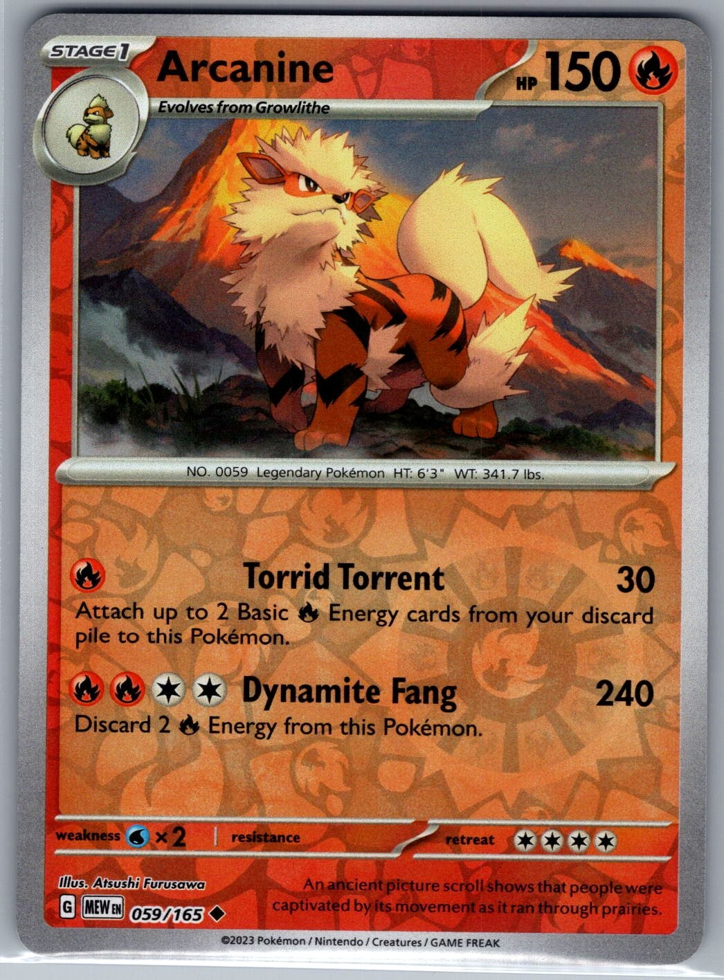Arcanine 059/165 Reverse Holo SV: Scarlet & Violet 151 - Pokemon Card - NM