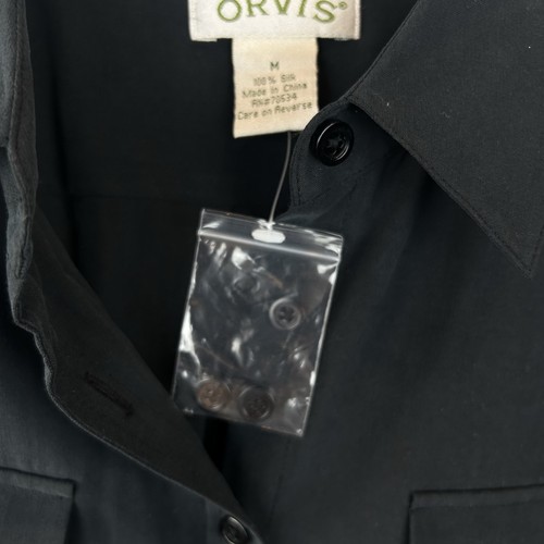 Orvis Top Women M Blouse 100% Silk Button Up Top Black Long Sleeve Capsule New - Picture 4 of 6
