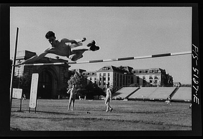 Untitled photo, : U.S. Naval Academy, Annapolis, Maryland. Running high jump