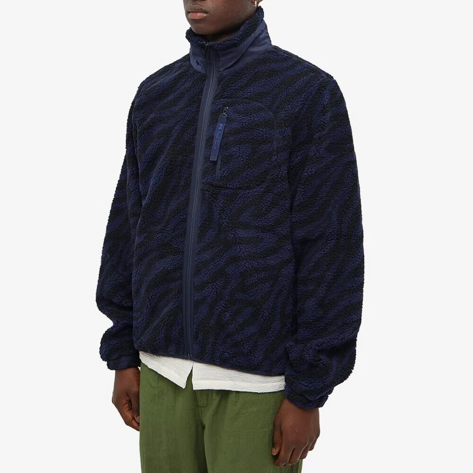 Jaqueta Paul Smith Sherpa zíper completo estampa zebra azul/preta tamanho M - Imagem 2 de 4