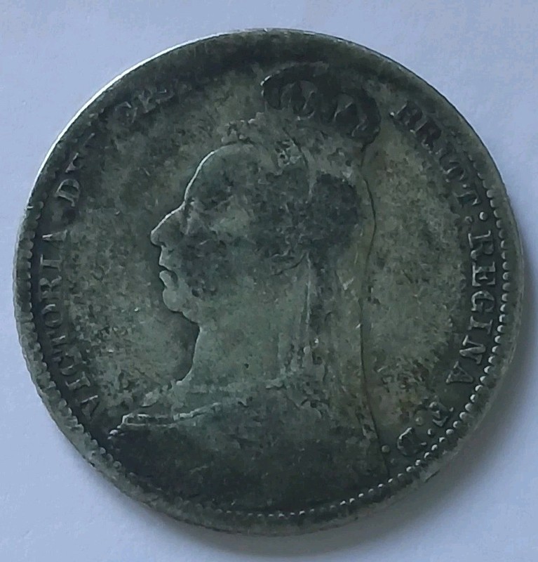 Antique Silver Coin 1889 Great Britain Shilling Queen Victoria