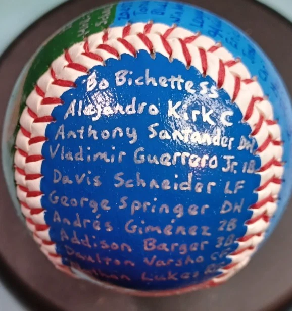 БЕЙСБОЛЬНАЯ КАРТОЧКА С РУЧНОЙ РОСПИСЬЮ 2025 TORONTO BLUE JAYS ЧЕМПИОНЫ АМЕРИКАНСКОЙ ЛИГИ ВЛАДИМИР - Изображение 2 из 4