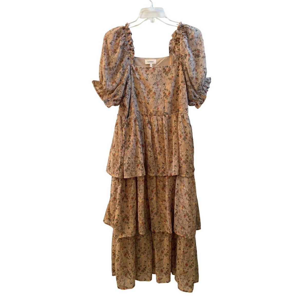 bohme smocked tiered midi dress Beth Smocked Midi Dress