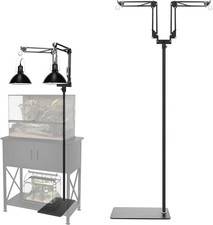 Reptile Heating Lamp Stand, Dual Light Holder 360 Rotation Arm for Bearded Dr...