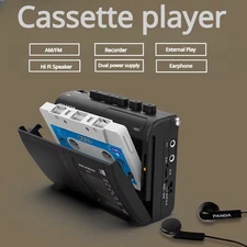 Portable AM FM Cassette Player Retro Walkman Radio w Speaker Headphone Jack