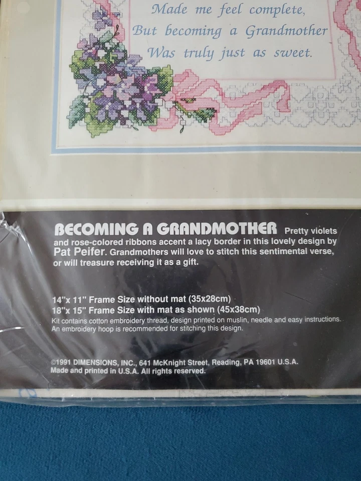 Kit de punto de cruz estampado Dimensiones Convertirse en abuela Foto 3 de 4