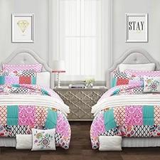 Brookdale Comforter - Colorful Patchwork Pattern Reversible 5 Piece Full/Queen