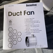 BRAND NEW DIVERSITECH 625-AF6 Duct Fan Air Booster 6” Air Conditioner S28817