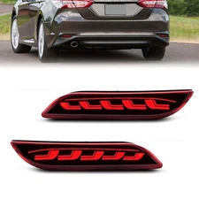 LED Rear Reflector Red Tail Brake Turn Signal Lights For 2018-2023 Toyota Camry