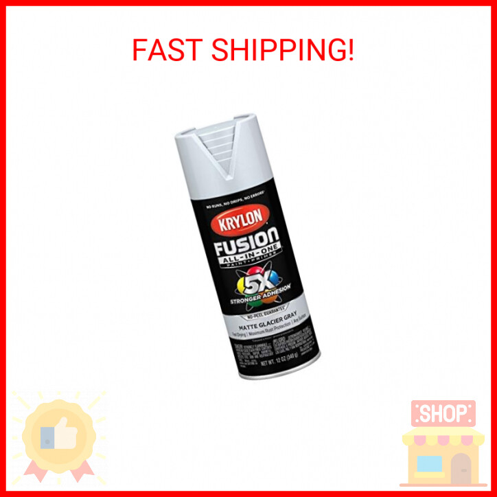 Krylon Fusion All-In-One Adhesive Spray Paint for Indoor/Outdoor Use, 12 oz, Gla