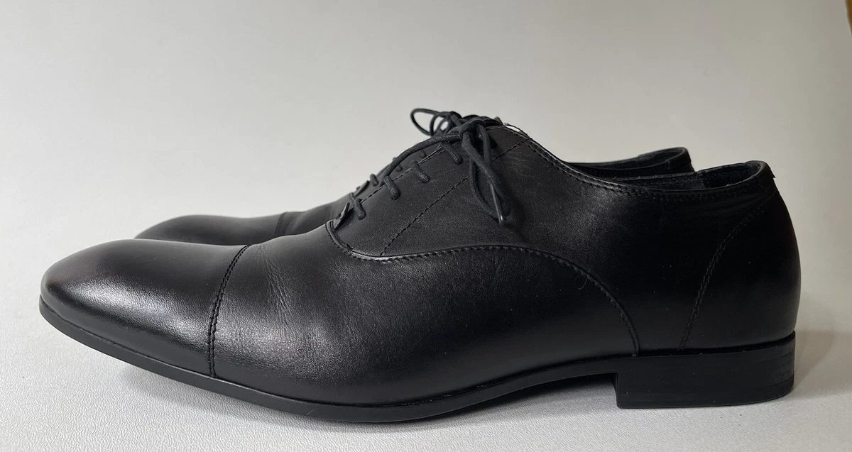 Zara Man Men's Black Leather Cap-toe Oxford Dress Shoes Size EUR 43/US 10  -B03 eBay