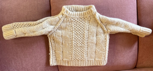 HAND MADE CHILDREN'S WOOL FISHERMAN'S HAND KNITTED PULLOVER SWEATER ARAN DESIGNS - Picture 13 of 14