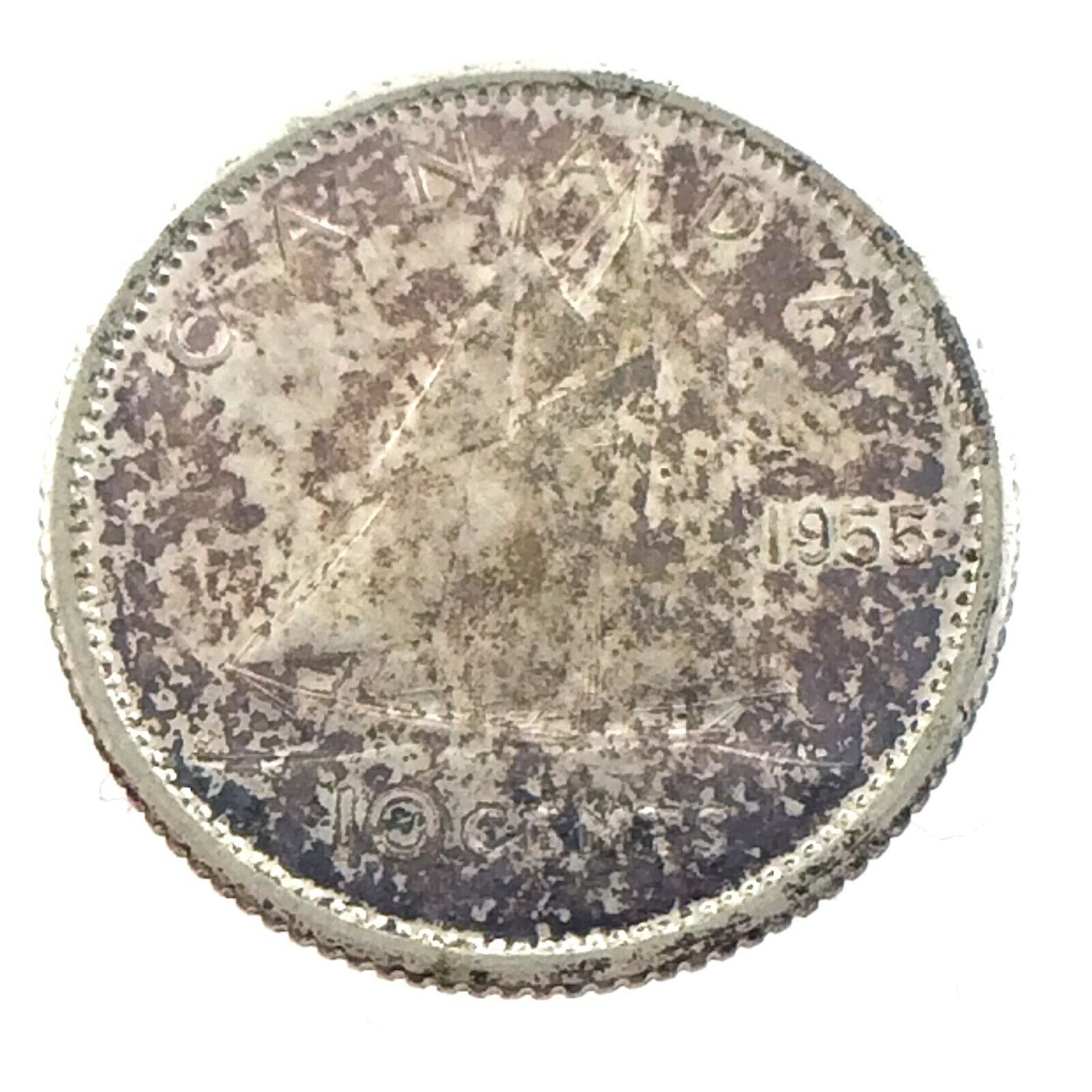 1955 Canada Ten 10 Cent Silver Dime Canadian Uncirculated Elizabeth II Coin M088