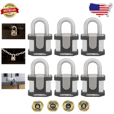 Heavy-Duty 50mm Steel Padlocks with Boron Shackle - 6-Pack for Total Protection