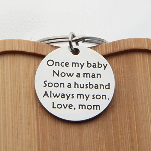 Mom to Son Keychain Once My Baby Now A Husband Always My Son Keychain Silver - Foto 5 di 7