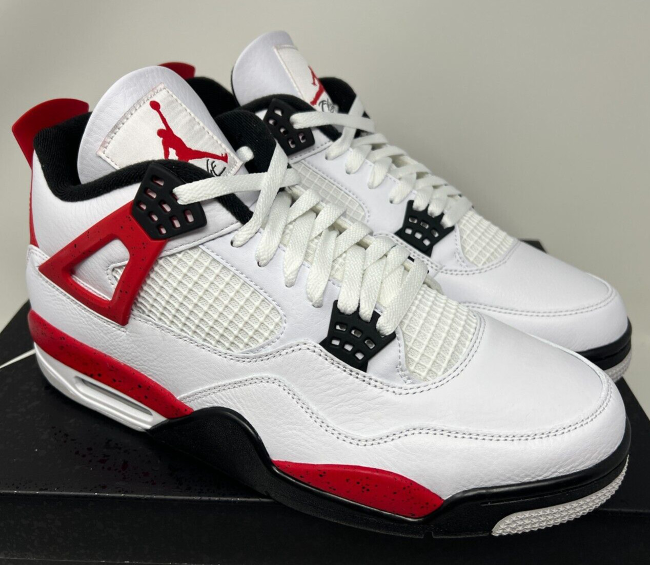 Size 12 - Air Jordan 4 Retro Red Cement White Black Men's Shoes DH6927-161