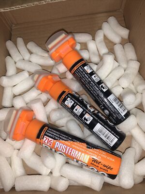 3 Zig Posterman Wet Wipe Biggie - Water-Based - 30mm Tip Marker Pen Orange