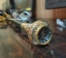 Nautical Brass Victorian Compass Handle Black Wood Elegant Style Walking Stick
