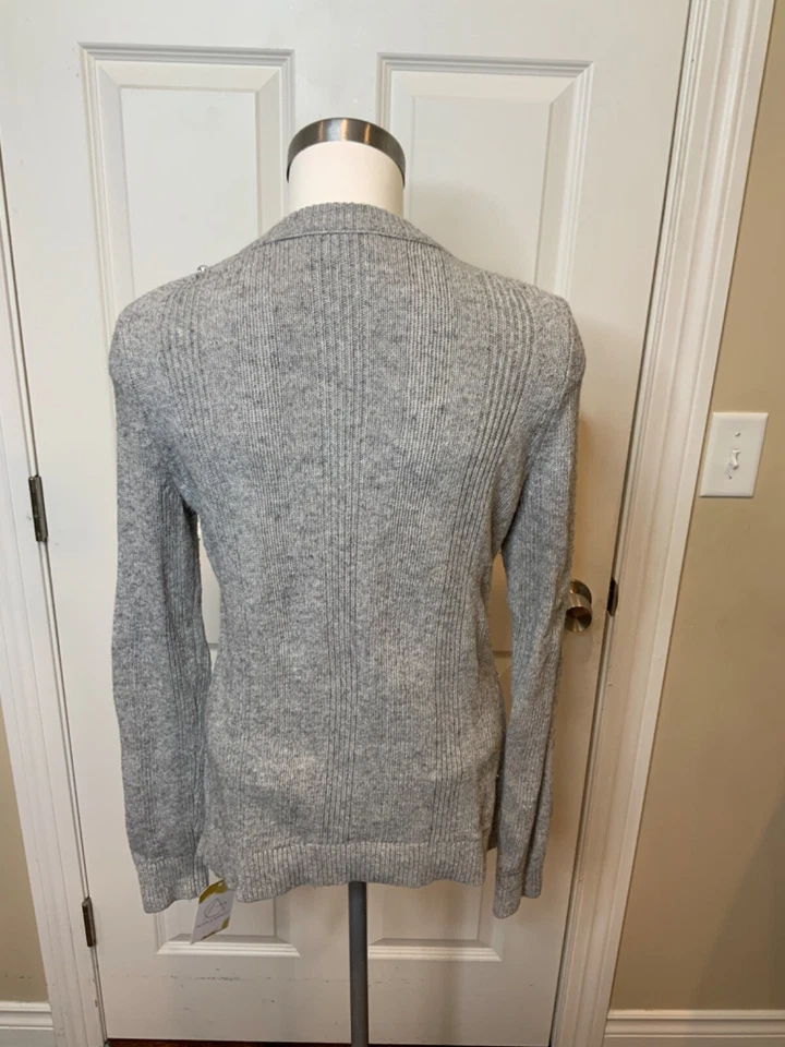 Tory Burch Gray Wool Rhinestone Jeweled Crew Neck Sweater, Size M - Image 4 of 4