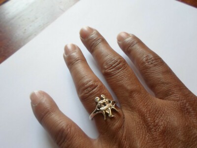 Bague Argent Massif "Les Amoureux" - Taille 55, Occasion, Couleur Argenté