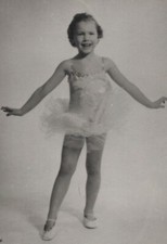 Girl Ballet Recital Tutu Pose Smiling Studio Dance Costume 1950s