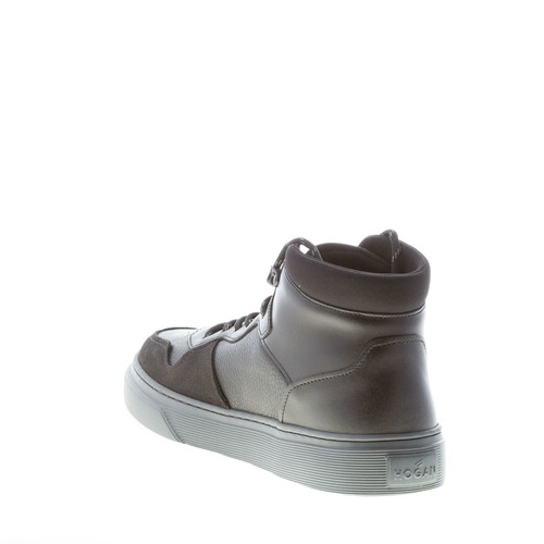 HOGAN men herren schuhe H365 Basket stil schwarz leder und nubuk sneaker - Bild 4 von 7