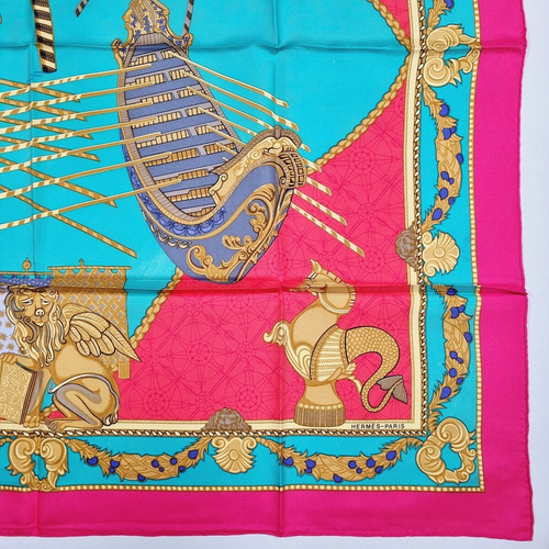 RARE VINTAGE HERMES Silk Scarf "Les Bissone de Venise" Carre 90 by Annie Faivre - Picture 9 of 15