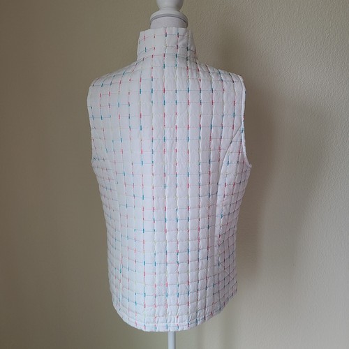 For Cynthia Women's Vest Quilted Size Medium Multicolor Full Zip Jacket Preppy - Picture 5 of 8