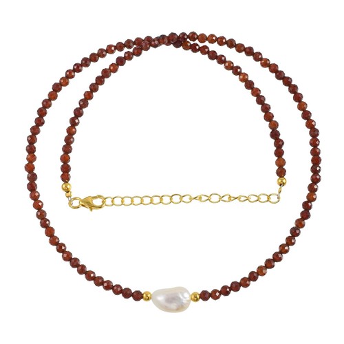Naturale Granato Rosso Perla Perline Catena 925 Argento Mano Filo Donna Collana - Foto 3 di 6