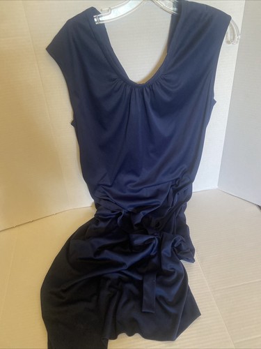 Vintage Blue Sleeveless Polyester Union Made Summer Dress Size 14.5 - Picture 8 of 15