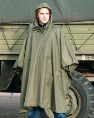 Mil-Tec OD Green Ripstop Poncho Polyvinylchloride Coated Polyester Construction
