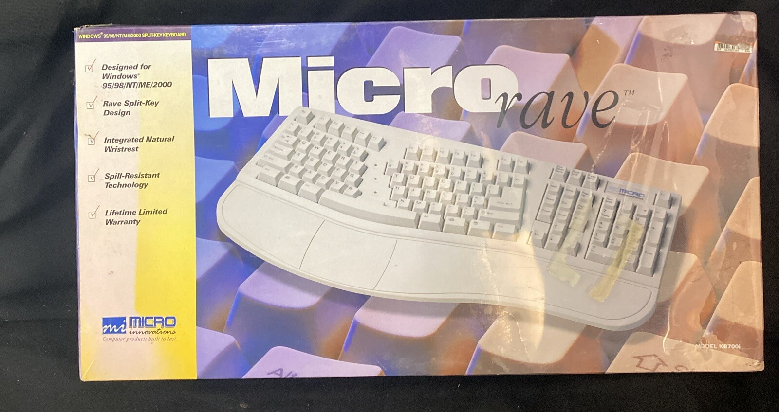 Micro Rave Ergonomic Split Keyboard KB700i Windows 95/98/NT/ME/2000 New Sealed
