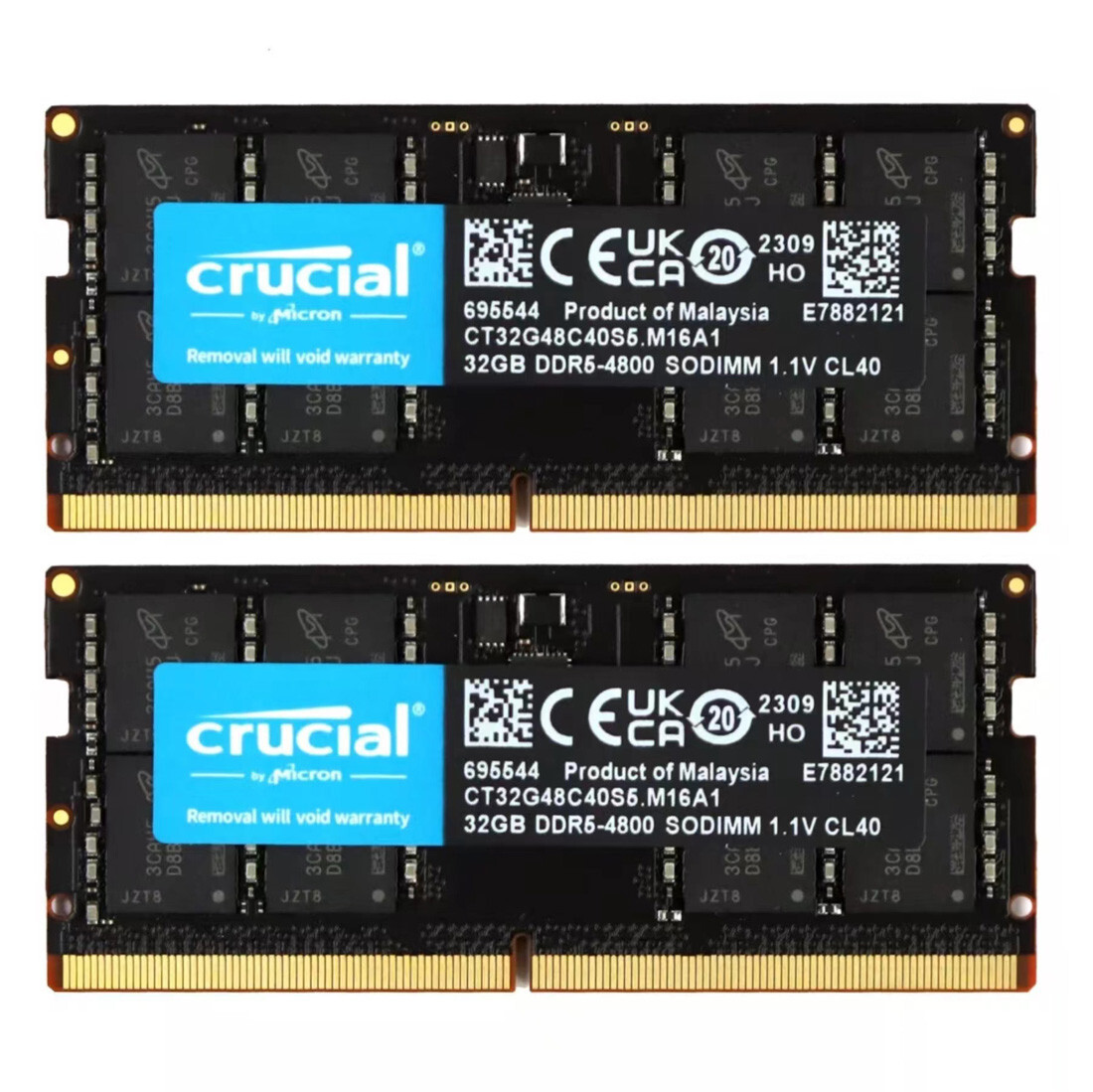 New Crucial 64GB (2x32GB) DDR5-4800MHz PC5-38400 SODIMM Memory Ram