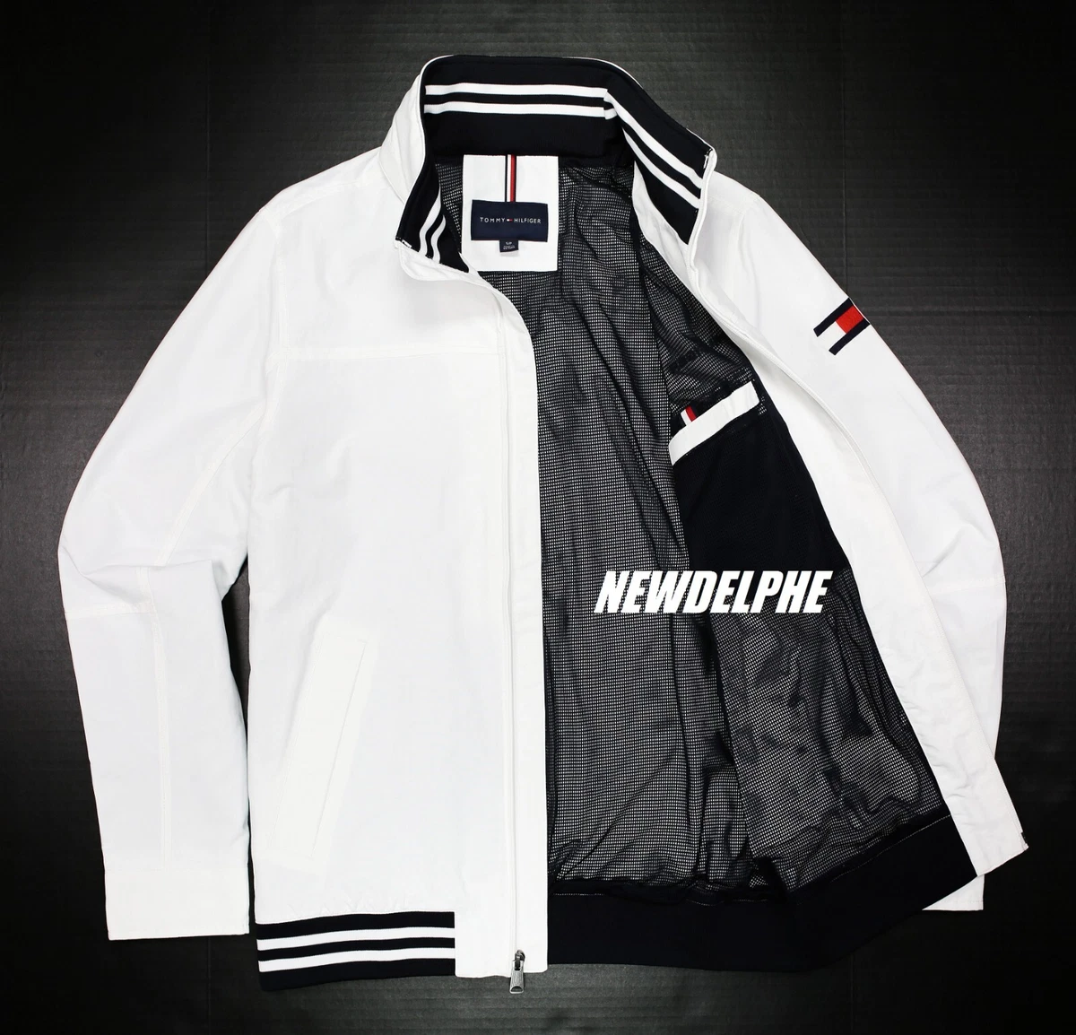 NWT TOMMY HILFIGER Men s Water Resistant Windbreaker Jacket White