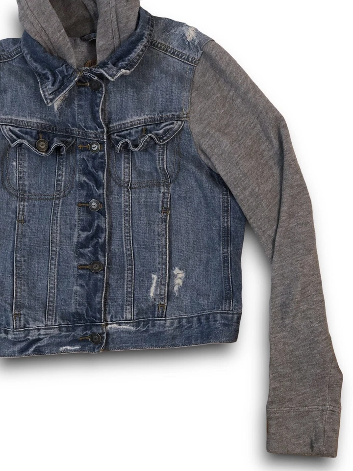 Niños Niños Hollister Azul Claro Denim Jean Gris Sudadera con Capucha Chaqueta Talla XS Foto 4 de 4