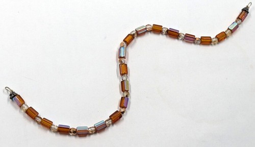 Vintage Faceted Glass Loose Beads Clear Gold Amber AB Iris Mixed Tube BB9-81